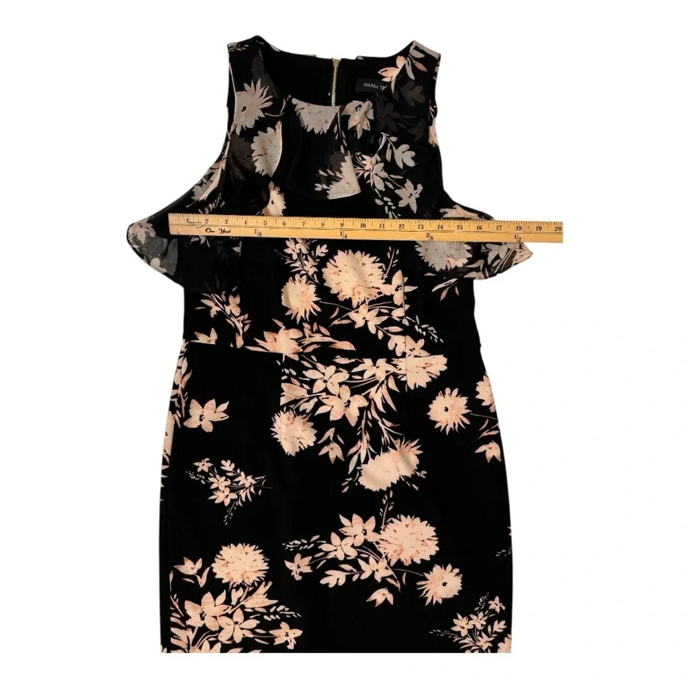 Ivanka Trump Black and Cream Floral Midi Dress Size 10 - Picture 3 of 5